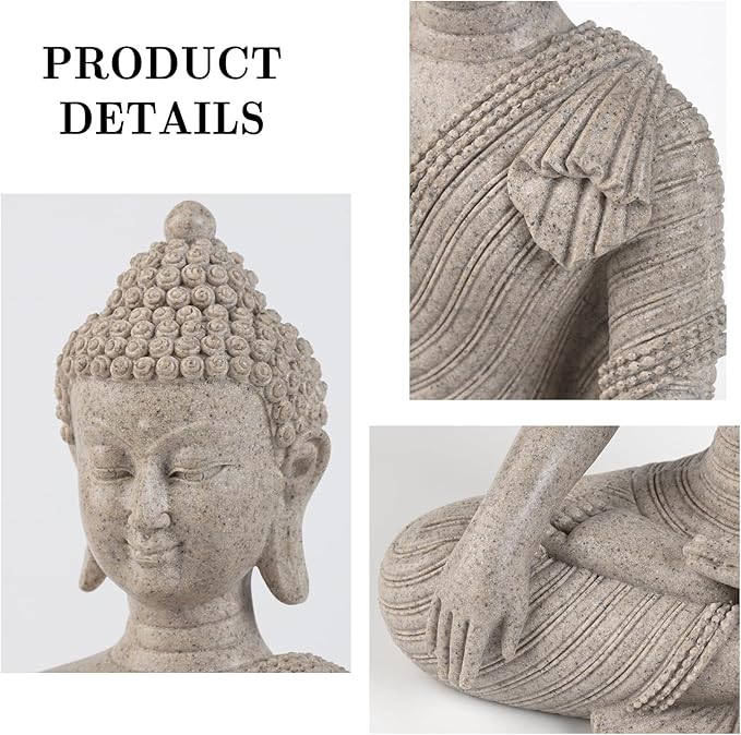 Buddha Statue for Home Decor Beige White-Buddha Statue Large for Spiritual 10.2''-Buddha Decor for Living Room-Buddha Statues for Zen Decor –Indoor Buddha Gift for Shrine, Meditation or Relaxation