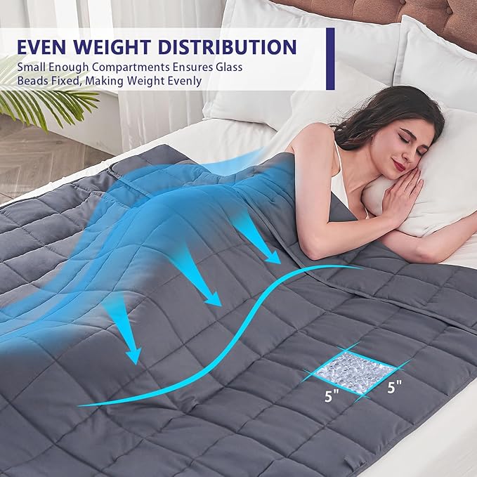 yescool King Size Weighted Blanket for Adults (20 lbs, 80” x 87”, Grey) Cooling Heavy Blanket for Sleeping Perfect for 190-210 lbs, Breathable Blanket for Adults & Couple All Season, Machine Washable