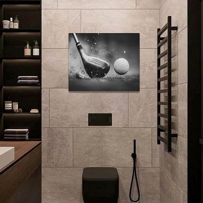 Olivine Golf Wall Art, Pictures Wall Decor, Black and White Sport Paintings, Golfing Sports Canvas Prints, Framed Artwork for Living Room Bedroom Bathroom Office Home Decoration 20"x16"