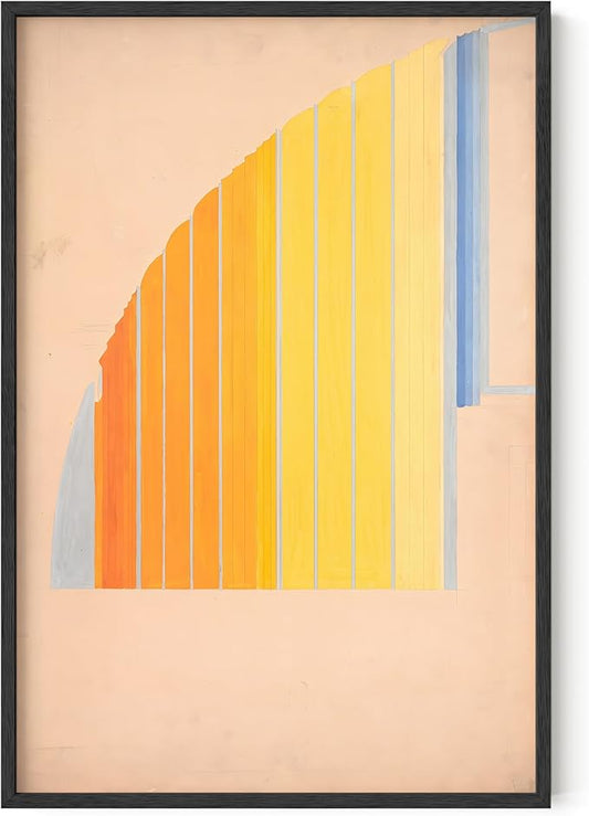 HAUS AND HUES Colorful Abstract Wall Art - Minimalist Retro Picture for Living Room Decor, Red and Pink Modern Wall Art Painting (Winold Reiss, Black Frame, 24x36)
