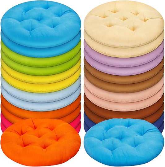 24 Pcs Round Floor Cushions Floor Pillows Meditation Seat Pillows Flexible Seating for Adults Kids, Chair Cushions for Classroom, Nursery, Living Room, Yoga (Small 11.8 Inch,Colorful)
