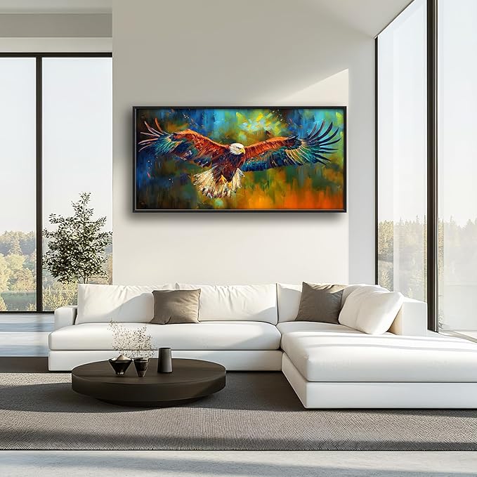 Bald Eagle Wall Art Eagle Pictures Wall Decor Framed Canvas Prints Artwork Paintings Home Office Decorations for Living Room Bedroom Dinning Room Corridor 60"x30"