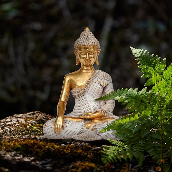 Buddha Statue for Home Decor Gold 10.2IN-Buddha Statues for Zen Decor - Buddha Statue for Spiritual-Buddha Decor for Living Room-Buda – Indoor Buddha Gift for Relaxation, Meditation or Shrine