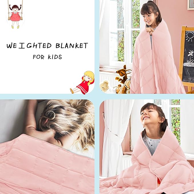 CYMULA Weighted Blanket Kids 7 Pounds (40''*60'' Throw Size) - Cooling Breathable Children Heavy Blankets Summer Winter - Ultra Microfiber Soft Comfort with Glass Beads - Gifts for Boys/Girls