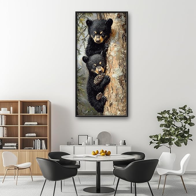 Bear Large Wall Art Country Pictures Wall Decor Rustic Cabin Hunting Animals Above Over Bed Canvas Prints Painting Framed Artwork Decoration for Bedroom Living Room Office 30"x60"