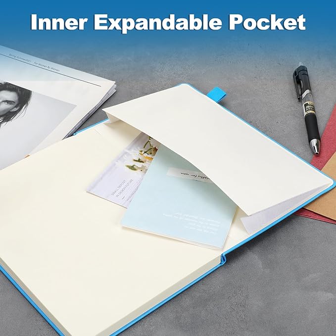 Journals for Writing 400 Pages, A5 Leather Ruled Notebook, 100 Gms College Ruled Journal with Thick Paper, Hardcover with Inner Pocket & Pen Holder, Yellow
