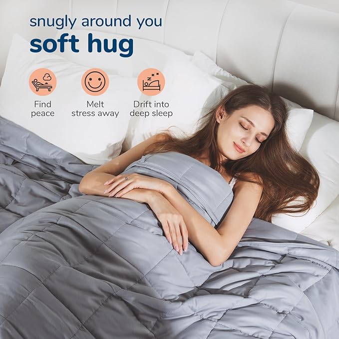 Lessymo Weighted Blanket for Adults - 20 lbs, 60"x80" Queen Size - Washable Heavy Blanket for Sleeping, Microfiber Big Blankets with Premium Glass Bead for All-Season Comfort, Soft Thick Blanket, Grey