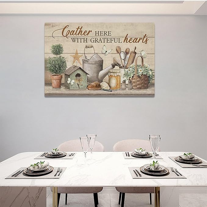 Farmhouse Kitchen Wall Art Country Kitchen Wall Decor Farm Rustic Sign Pictures Canvas Painting Artwork Home Decorations for Living Room Bedroom Bathroom Office 24"x16"