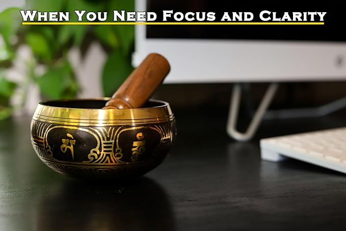Tibetan Singing Bowl Set: 4.5 Inch Sound Healing Bowl Gift Set, Made in Nepal: For Meditation, Mindfulness, Reiki, Yoga, Chakra Balancing, Spiritual and Zen Decor, and Improved Focus and Relaxation