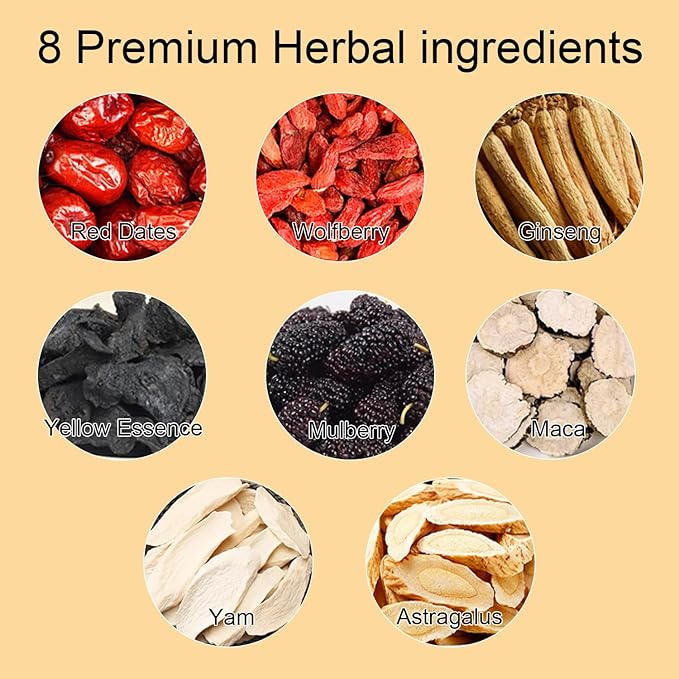 2025 New Ginseng Eight Treasure Herbal Tea,Red Date Wolfberry Mulberry Goji Health Tea Bags for Women & Men,30 Bags