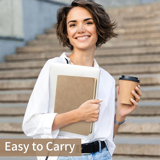 Lined Journal Notebook for Work College Ruled Note Book 5.79"x8.27" A5 PU Leather Daily Journaling 216 Pages for Women Men Writing Home School Supplies Business (A5 Lined 216pages, 01-Khaki)