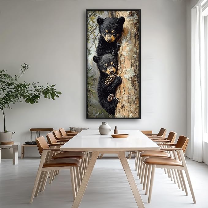 Bear Large Wall Art Country Pictures Wall Decor Rustic Cabin Hunting Animals Above Over Bed Canvas Prints Painting Framed Artwork Decoration for Bedroom Living Room Office 30"x60"