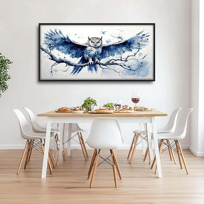 Owl Large Framed Wall Art for Living Room Owl Pictures Wall Decor Canvas Print Big Painting Home Decorations Artwork for Office Bedroom 60x30 inch