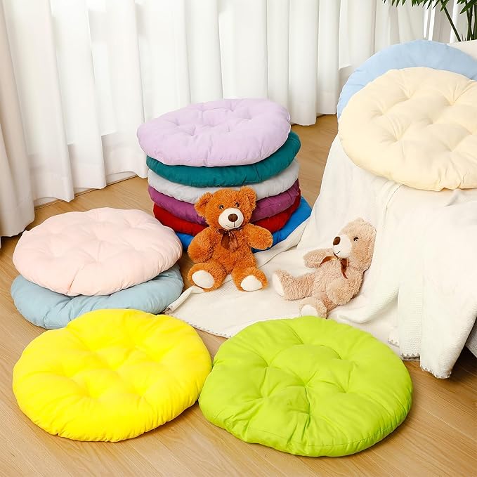24 Pcs Round Floor Cushions Floor Pillows Meditation Seat Pillows Flexible Seating for Adults Kids, Chair Cushions for Classroom, Nursery, Living Room, Yoga(Large 19 Inch,Multi Color)