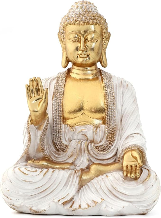 Buddha Statue Gold 9.8",Buddha Statues for Zen Decor Spiritual Relaxation,Meditation or Shrine- Decor -Buda– Indoor Buddha Gift for Living Room Table Office Home Decor