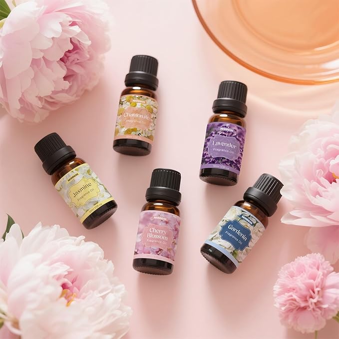 Floral Essential Oil Blends - Pure Essential Oils Set for Diffuser for Home - Lavender, Rose, Jasmine, Cherry Blossom, Gardenia, Chamomile for Aromatherapy, Humidifiers, Candle & Soap Making, 6x10ml