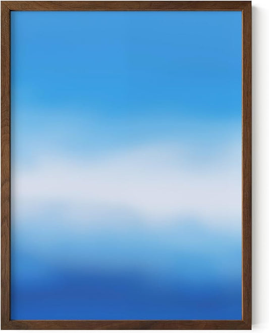 HAUS AND HUES Modern Abstract Wall Art - Blue and Green Living Room Art, Modern Artwork for Walls, Minimalist Picture for Living Room(Blue Tie-Dye, Walnut Frame, 12x16)