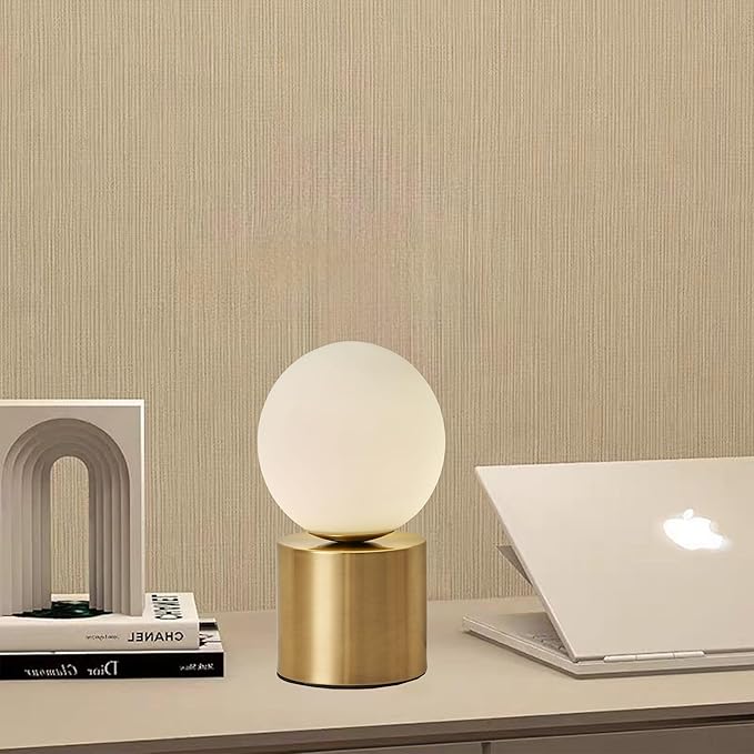 Mid Century Modern Table lamp Luxury Gold Bedroom Bedside Night Light White Glass Globe Table Lamp for Bedroom Living Room and Office