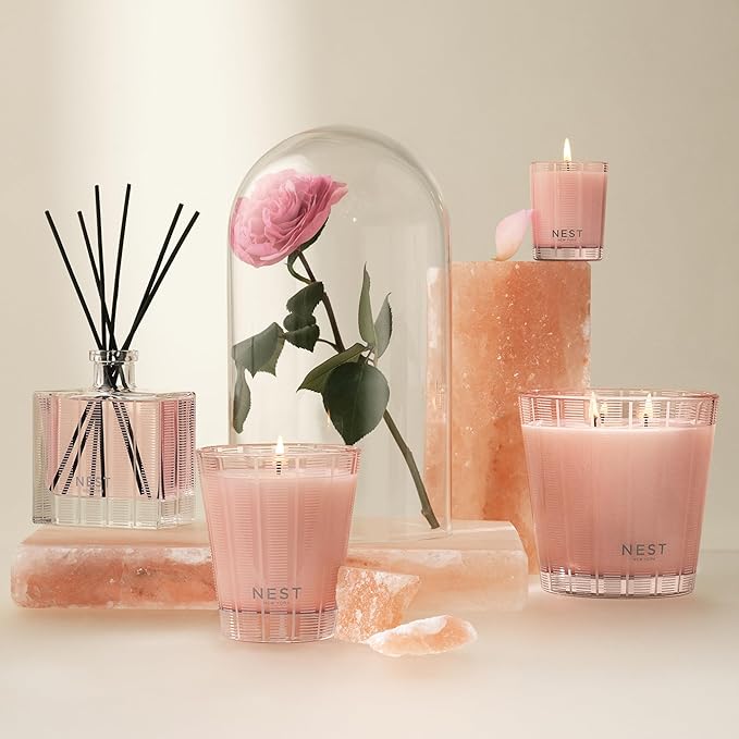 NEST New York Scented Classic Candle, Himalayan Salt & Rosewater - 8.1 oz - Up to 60-Hour Burn Time - Reusable Glass Vessel
