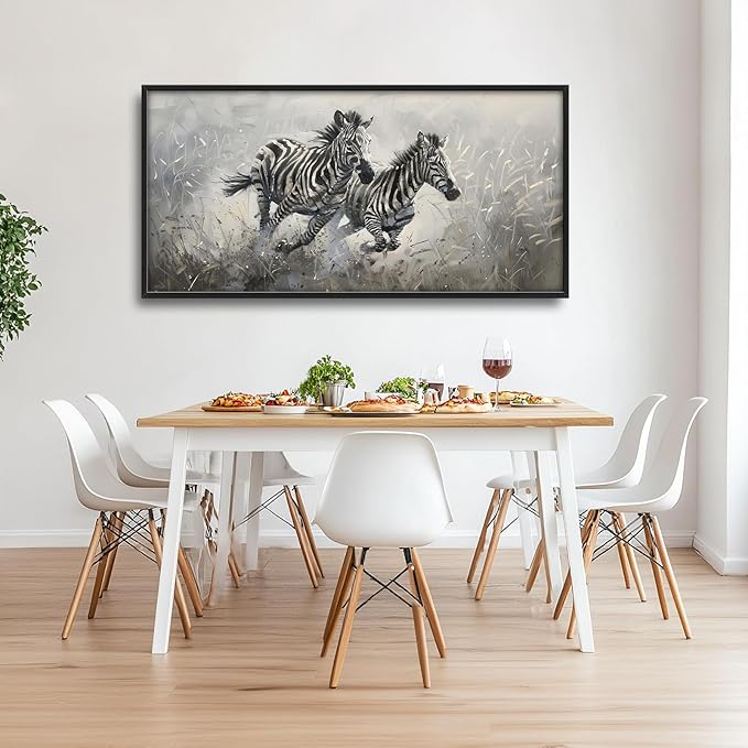Large Country Zebra Framed Wall Art for Living Room African Zebra Pictures Canvas Wall Decor Print Painting Artwork Modern Home Decorations for Bedroom Office 60x30 inch