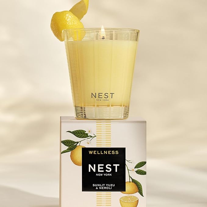 NEST New York Scented Classic Candle, Sunlit Yuzu & Neroli - 8.1 oz - Up to 60-Hour Burn Time - Reusable Glass Vessel