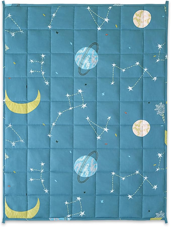 Sivio Weighted Blanket, Cotton Heavy Blanket for Calm, Soft and Breathable Weighted Throw, Moon and Star, 41" x 60" 7LBS