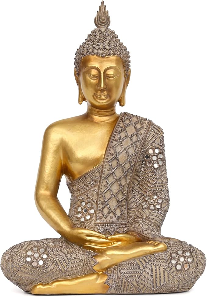 Buddha Statue for Home Decor Gold 12.4”-Buddha Statues for Zen Decor - Spiritual Décor-Buddha Decor for Living Room-Buda – Budda – Indoor Buddha Gift for Relaxation, Meditation or Shrine…