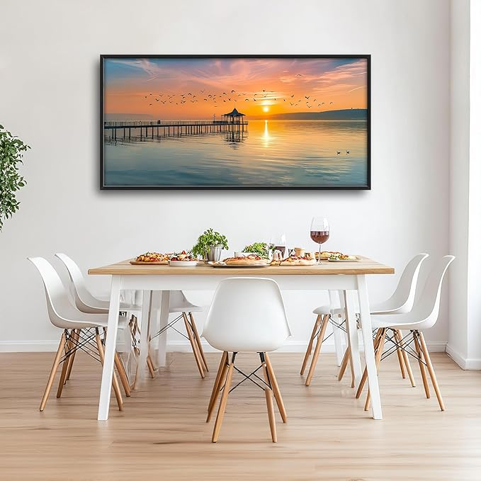 Lake Large Canvas Wall Art Sunset Nature Pictures Wall Decor Above Bed Framed Artwork Paintings Home Office Decorations for Living Room Bedroom Dinning Room Kitchen 60"x30"