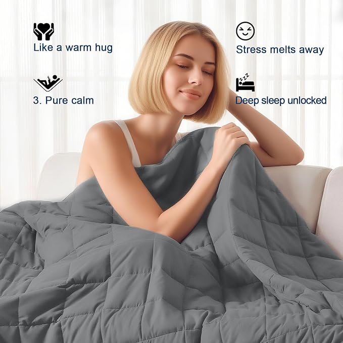 Hillhub Weighted Blanket for Adults, Multiple Sizes for Weight 30-350 lbs, Machine Washable, Soft Thick & Breathable for All-Season (60" * 80" - 20 LBS)