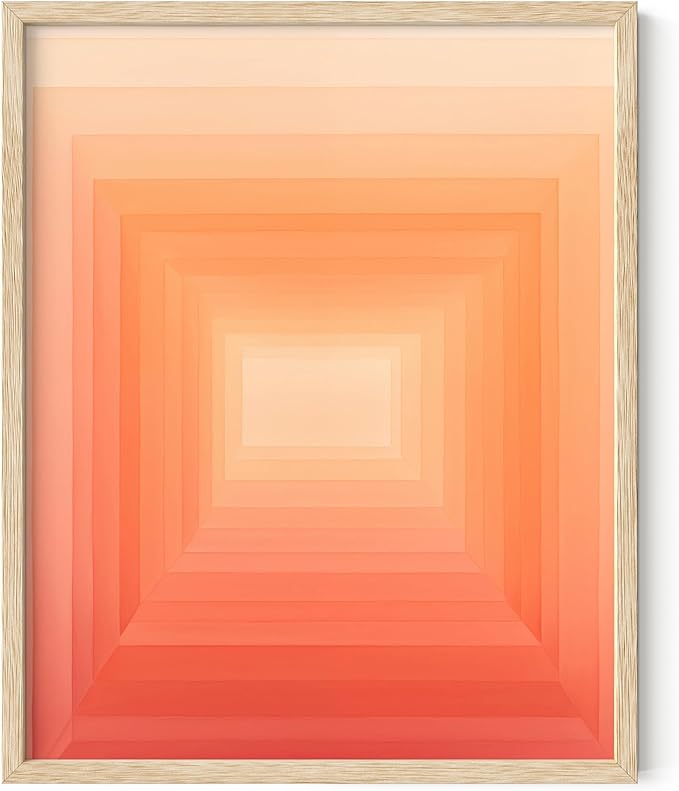 HAUS AND HUES Colorful Abstract Wall Art - Minimalist Retro Picture for Living Room Decor, Red and Pink Modern Wall Art Painting (Pink Geometric 2, Beige Frame, 8x10)