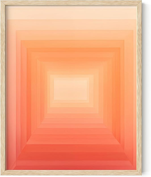 HAUS AND HUES Colorful Abstract Wall Art - Minimalist Retro Picture for Living Room Decor, Red and Pink Modern Wall Art Painting (Pink Geometric 2, Beige Frame, 8x10)