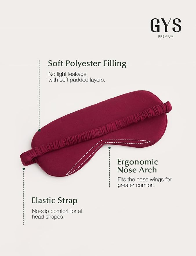 GYS Premium Bamboo Viscose Sleep Mask with Elastic Strap Block Light Eye Mask for Sleeping and Traveling, Pink, One Size