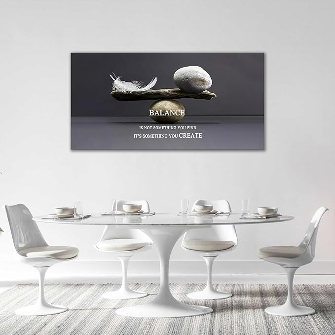 Zen Stone Wall Art Meditation Spiritual Large Wall Decor Inspirational Balance Feather Pictures Canvas Prints Framed Home Decorations Painting Artwork for Living Room Bedroom Office Bathroom 60"x30"