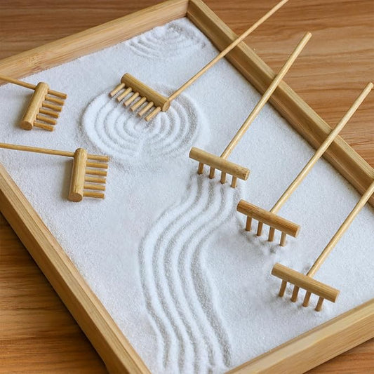 Mini Zen Garden Rake Tool - Japanese Tabletop Rock Sand Garden Tools Accessories Desktop Meditation Zen Decor Zen Gifts Office Relaxation Adult Toy Man Women Unique Stress Relief Birthday Gifts