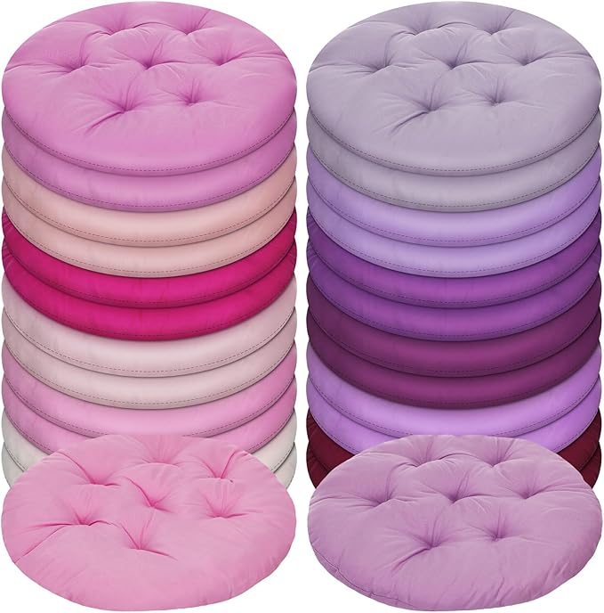 24 Pcs Round Floor Cushions Floor Pillows Meditation Seat Pillows Flexible Seating for Adults Kids, Chair Cushions for Classroom, Nursery, Living Room, Yoga(Medium 15.7 Inch,Pink-Purple)