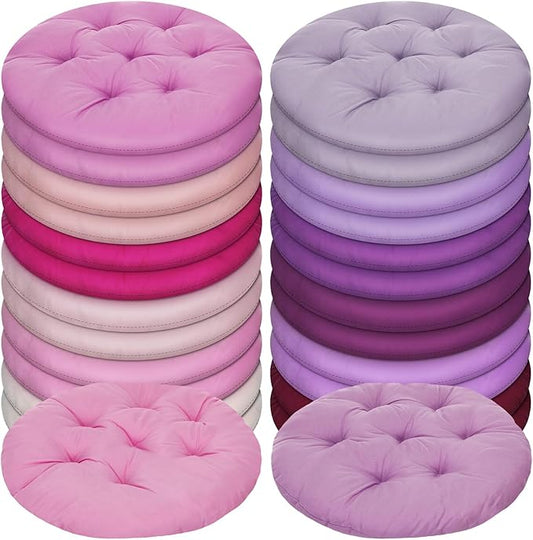 24 Pcs Round Floor Cushions Floor Pillows Meditation Seat Pillows Flexible Seating for Adults Kids, Chair Cushions for Classroom, Nursery, Living Room, Yoga(Medium 15.7 Inch,Pink-Purple)