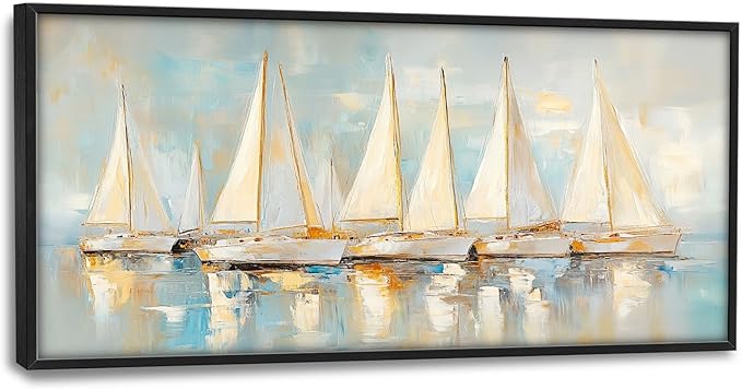 Sailboat Wall Art Abstract Nautical Pictures Wall Decor Framed Canvas Prints Artwork Paintings Home Office Decorations for Living Room Bedroom Dinning Room Corridor 60"x30"