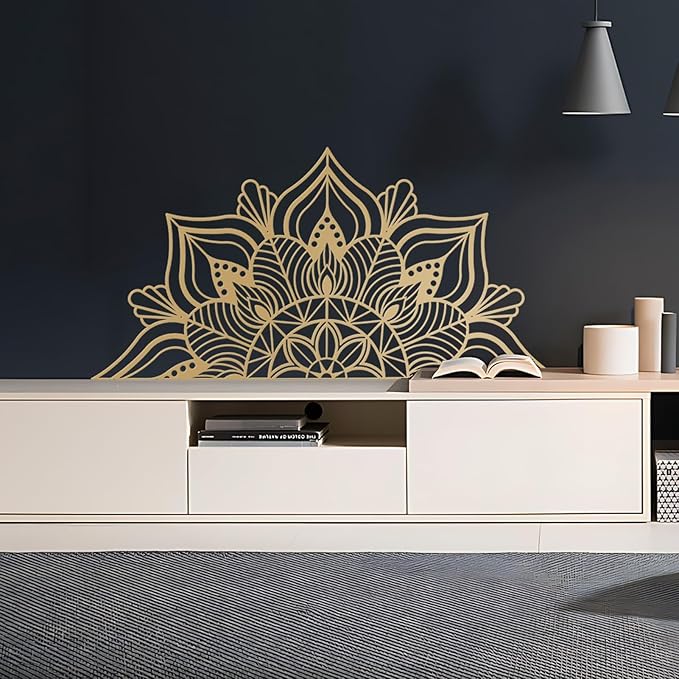 Resama Large Metal Mandala Wall Art, Unique Lotus Flower Wall Decor Artwork, Suitable for Office and Home Indoor and Outdoor Decoration (Gold)