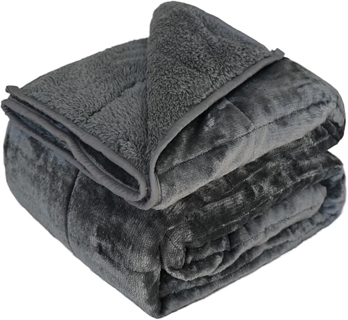 Throw Sherpa Weighted Blanket 20 lbs - 88"x104" for Adults, Fleece Fluffy Fuzzy Cozy Plush Washable Heavy Blanket, Super Soft Warm for King Queen Full Size Bed in Winter