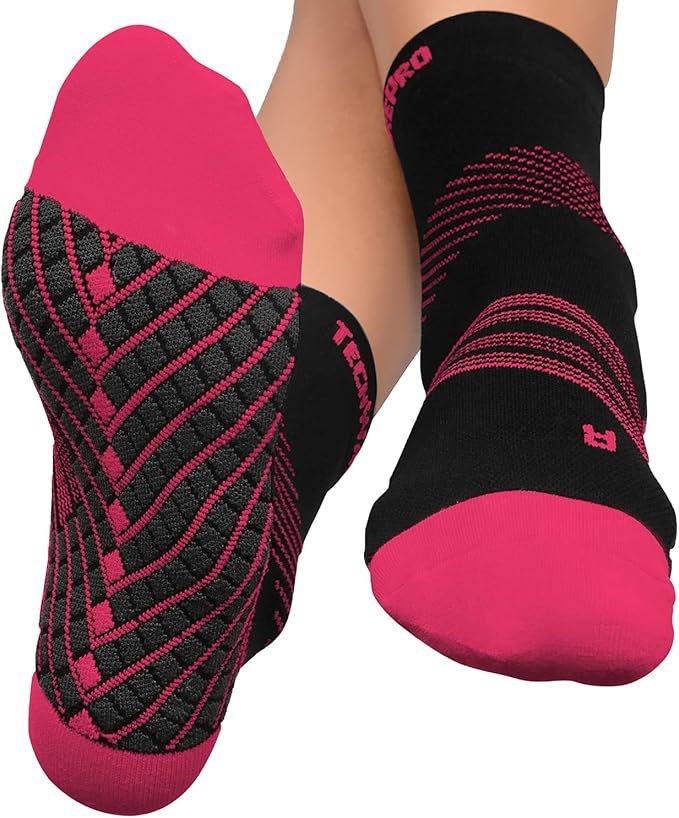 TechWare Pro Plantar Fasciitis Socks – Cushion Ankle Compression Socks Women & Men. Achilles Tendonitis Brace & Arch Support