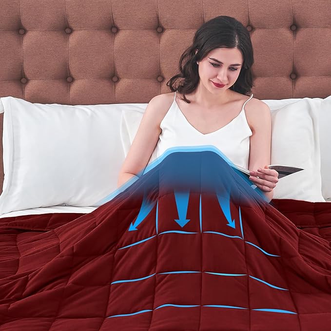 King Size Weighted Blanket for Adults (20 lbs, 80” x 87”, Red) Cooling Heavy Blanket for Sleeping Perfect for 190-210 lbs, Breathable Blanket for Adults & Couple All Season, Machine Washable