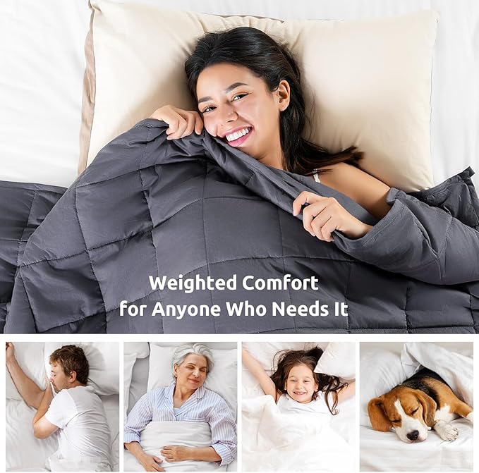 Sivio Weighted Blanket for Adults 100% Cotton, 80"x87" King Size 25 lbs, Large Cooling Summer Heavy Blanket for Sleep, Breathable Soft Blankets with Premium Glass Beads, Machine Washable, Dark Grey