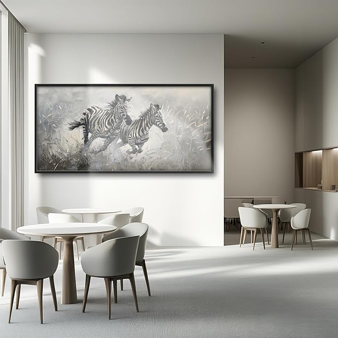 Large Country Zebra Framed Wall Art for Living Room African Zebra Pictures Canvas Wall Decor Print Painting Artwork Modern Home Decorations for Bedroom Office 60x30 inch