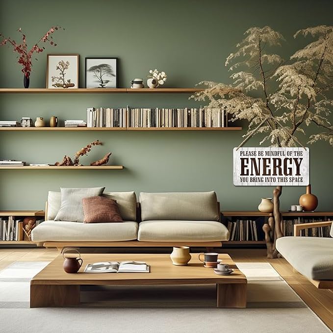 Positive Affirmations Wall Decor Good Vibes Only Sign Bedroom Door Decor Please Be Mindful Of The Energy You Bring Into This Space Signs Zen Pictures Home Spiritual Decor Hanging Signs 12x6 In
