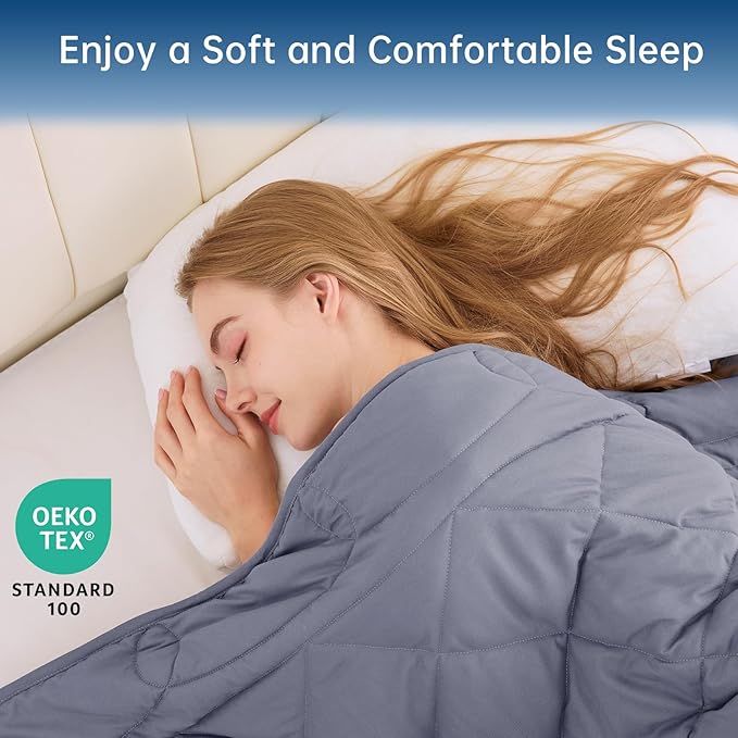 OMYSTYLE Weighted Blanket for Adults (25lbs, 80''x87'') - Queen Size Heavy Throw Blanket, Breathable and Cooling Microfiber Material with Premium Glass Bead for All Season Use, Machine Washable, Grey