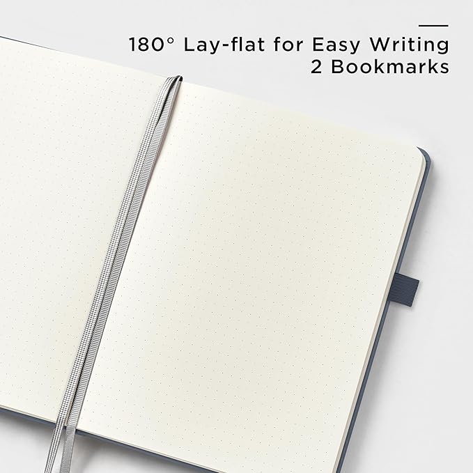 &And Per Se Dotted Journal Notebook, A5 Hardcover Bullet Dotted Journal, 160 Pages 100 gsm Thick Paper, 3 Sheets of Stickers Included - 5.7'' x 8''（Dark Blue）