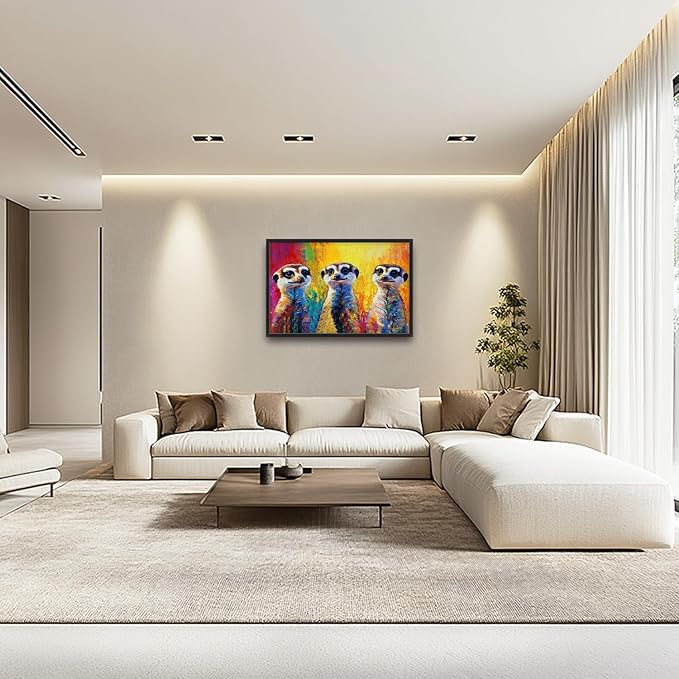 Kylora Meerkat Wall Art Graffiti Meerkats Pictures Wall Decor Animal Prints Modern Artwork Abstract Painting Home Office Decorations For Kitchen Bathroom Bedroom Dining Living Room 36"x24"