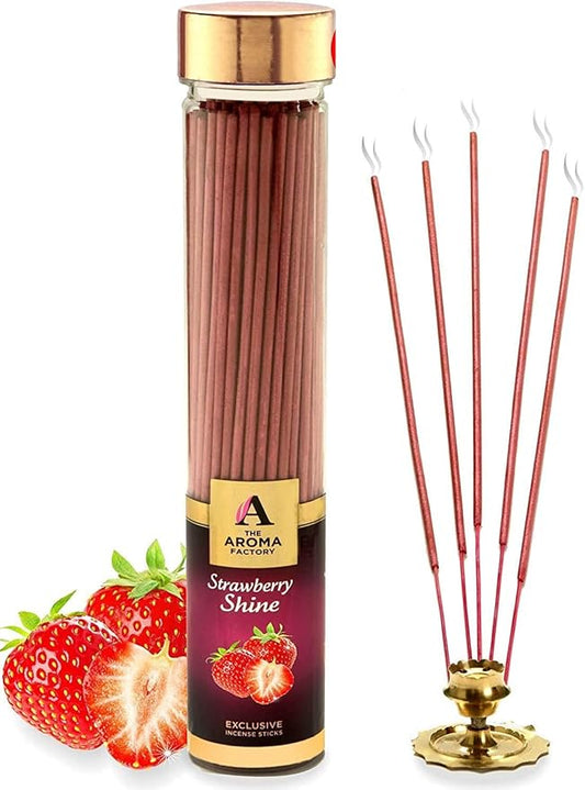 The Aroma Factory Strawberry Shine (0% Charcoal) Incense Sticks Agarbatti (Pack of 100)