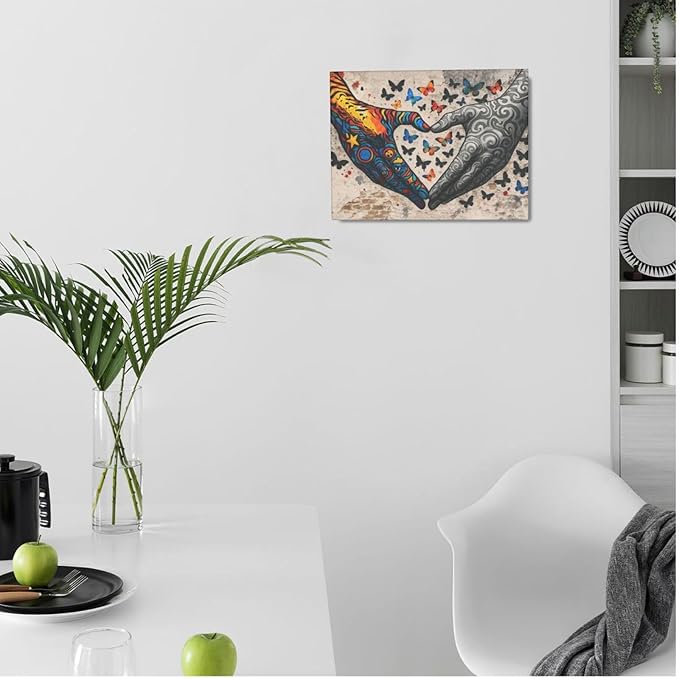 Banksy Hands Wall Art Graffiti Street Pop Art Canvas Prints Painting Wall Decor Abstract Gesture Picture Artwork Decoration Framed Gifts for Girls boys Bedroom Living Room Office Bathroom 12"x16"