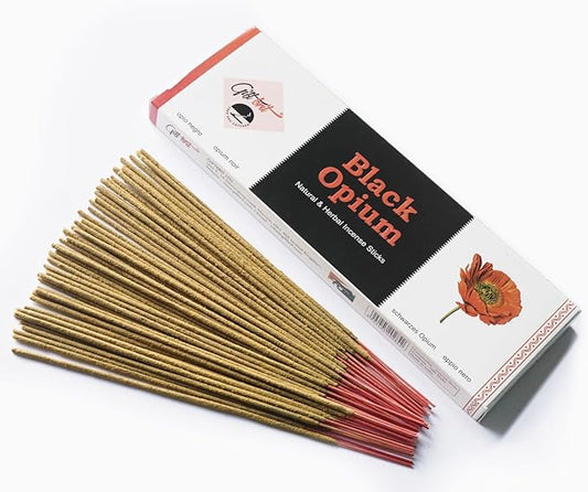 Giftbrit Black Opium Natural & Herbal Incense Sticks 100 Sticks with Incense Holder for Meditation, Yoga, Church, Relaxation, Healing and Positivity
